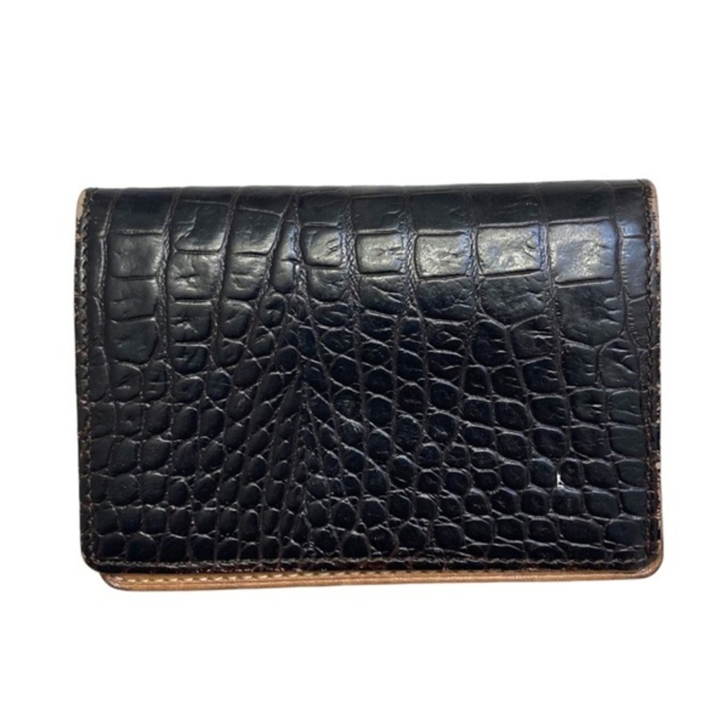 Lodis brown leather croc embossed card holder